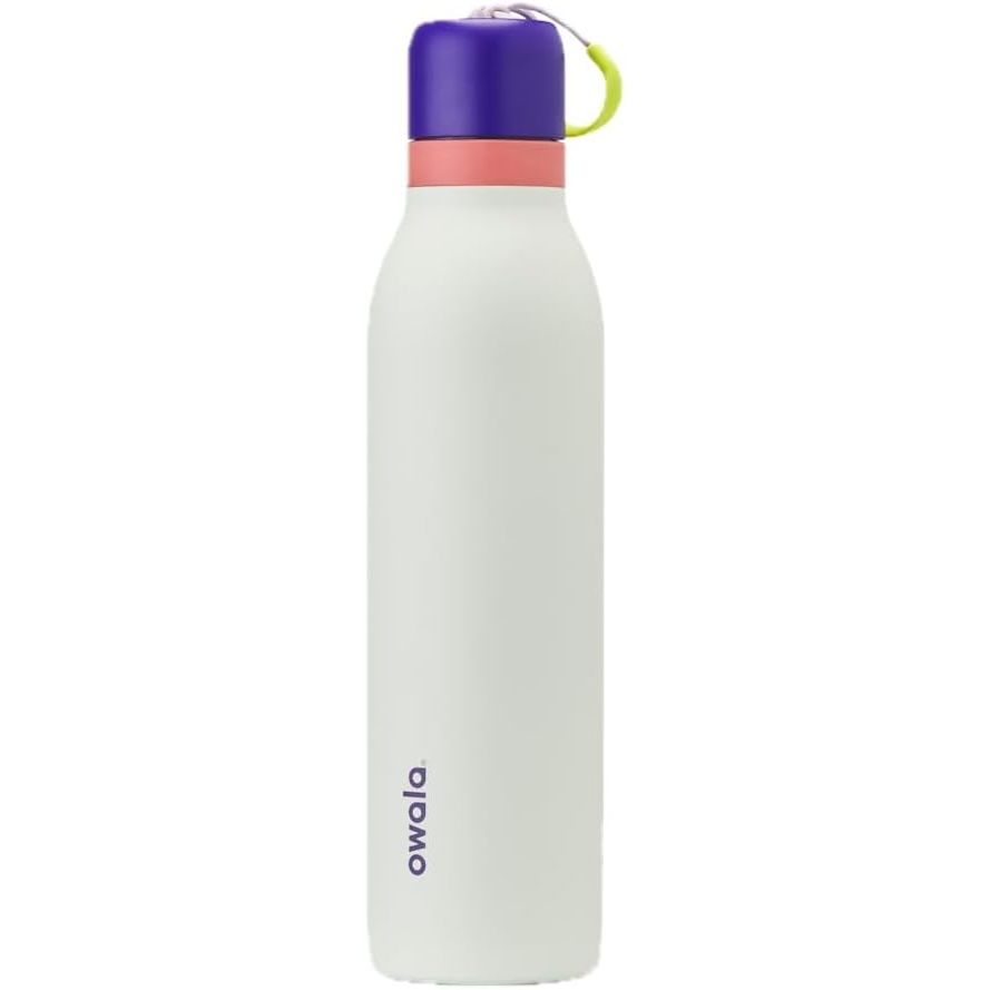 Owala FreeSip Twist Isolierte Edelstahl-Trinkflasche mit Strohhalm für Sport und Reisen, BPA-frei, 710 ml, Blau/Grau (Foggy Tide)