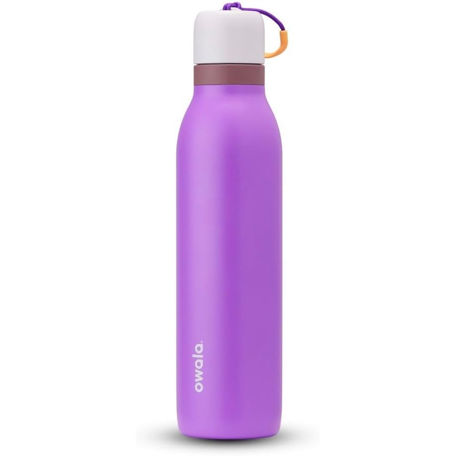 Owala FreeSip Twist Isolierte Edelstahl-Trinkflasche mit Strohhalm für Sport und Reisen, BPA-frei, 710 ml, Blau/Grau (Foggy Tide)