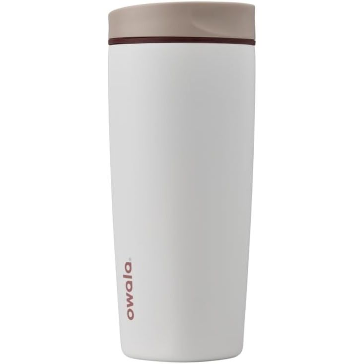 Owala SmoothSip Slider Isolierter Edelstahl-Kaffeebecher, wiederverwendbarer Eiskaffeebecher, Heißkaffee-Reisebecher, BPA-frei 590 ml, Lila/Pink (Crochet Queen)