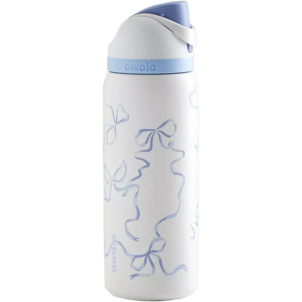 Owala FreeSip Isolierte Edelstahl-Wasserflasche mit Strohhalm, BPA-freie Sportwasserflasche, ideal für Reisen, 950 ml, Peachy Keen
