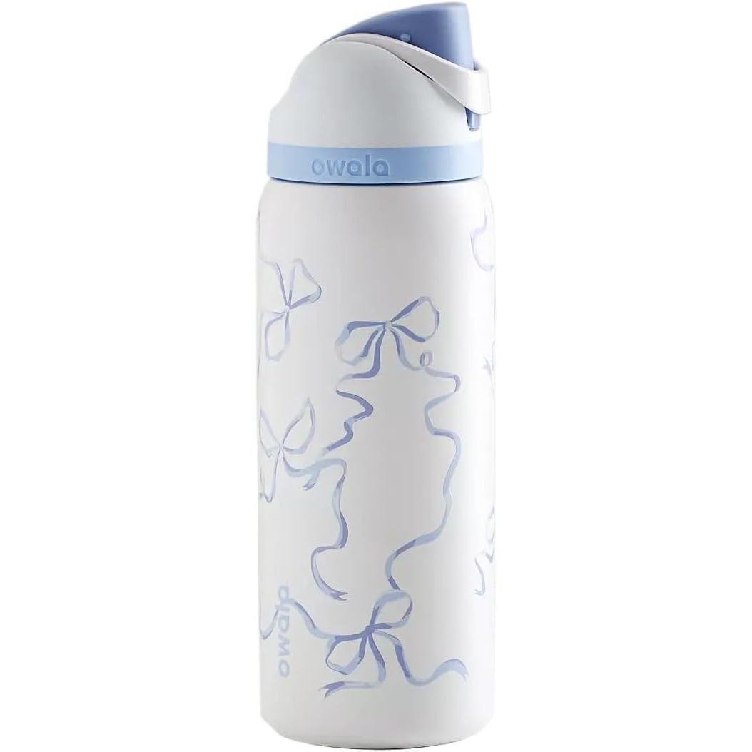 Owala FreeSip Isolierte Edelstahl-Wasserflasche mit Strohhalm, BPA-freie Sportwasserflasche, ideal für Reisen, 950 ml, Peachy Keen