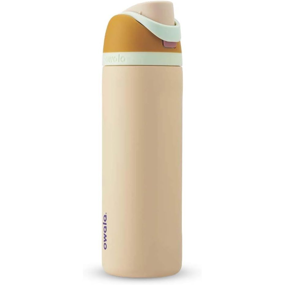 Owala FreeSip Isolierte Edelstahl-Wasserflasche mit Strohhalm, BPA-freie Sportwasserflasche, ideal für Reisen, 950 ml, Peachy Keen