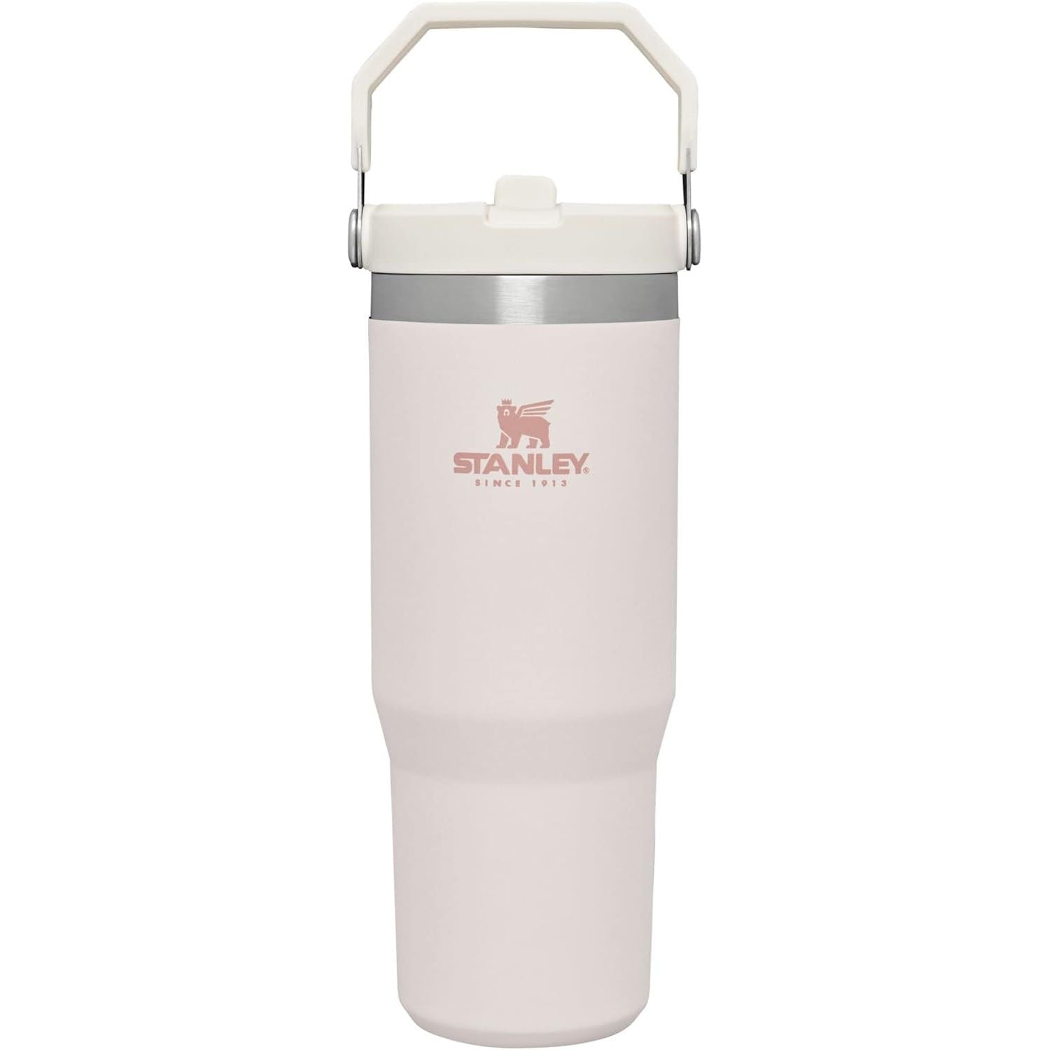STANLEY IceFlow 2.0 Flip Straw Tumbler mit Griff 887 ml | Drehverschluss und Klappstrohhalm | Auslaufsichere Wasserflasche | Isolierter Edelstahl | BPA-frei | Rose Quarz 2.0