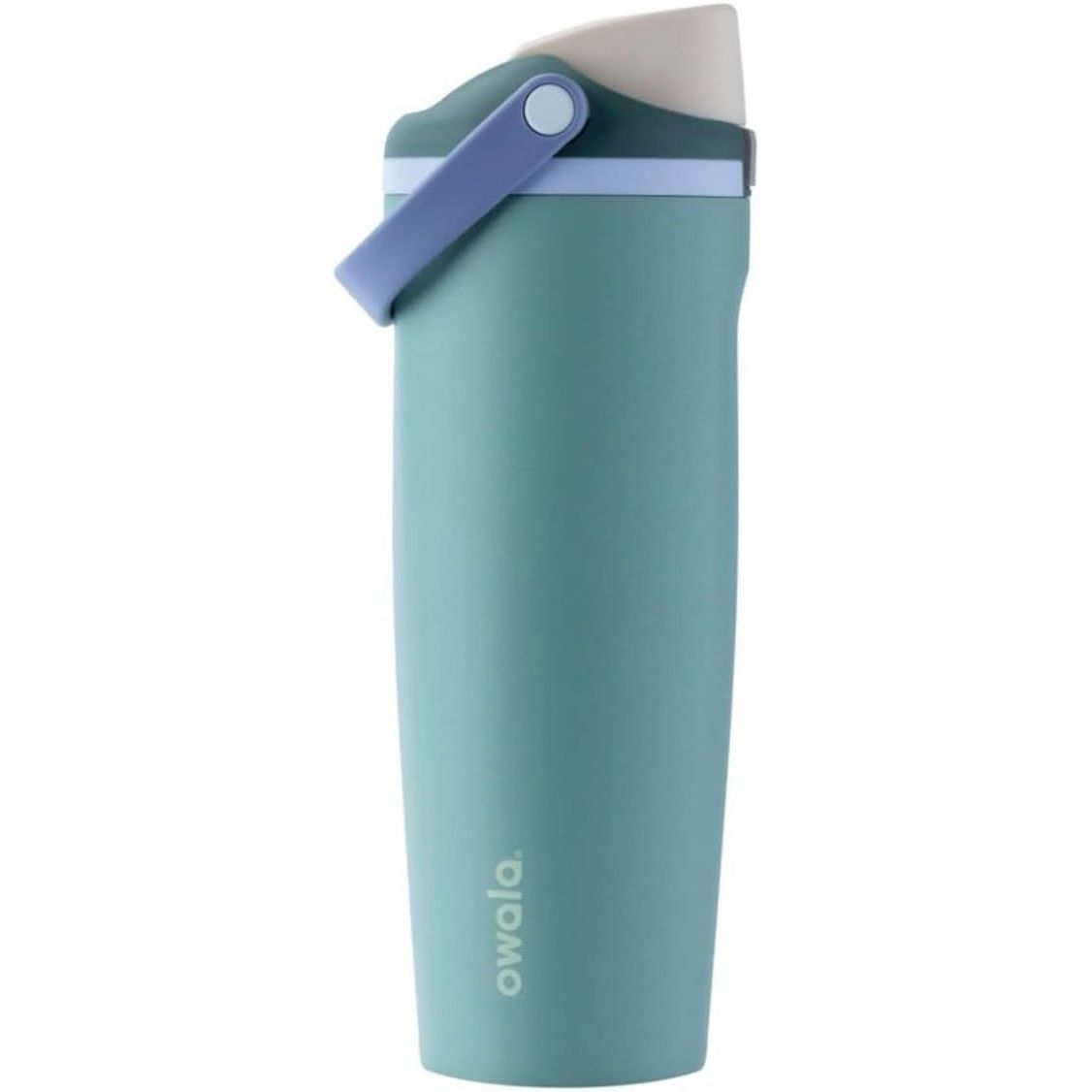 Owala FreeSip Sway Isolierte Edelstahl-Trinkflasche mit Zwei-Wege-Ausguss, integriertem Strohhalm und Eimergriff, für Reisen, Schule und Sport, 1,2 l, BPA-frei, auslaufsicher, Foggy Tide