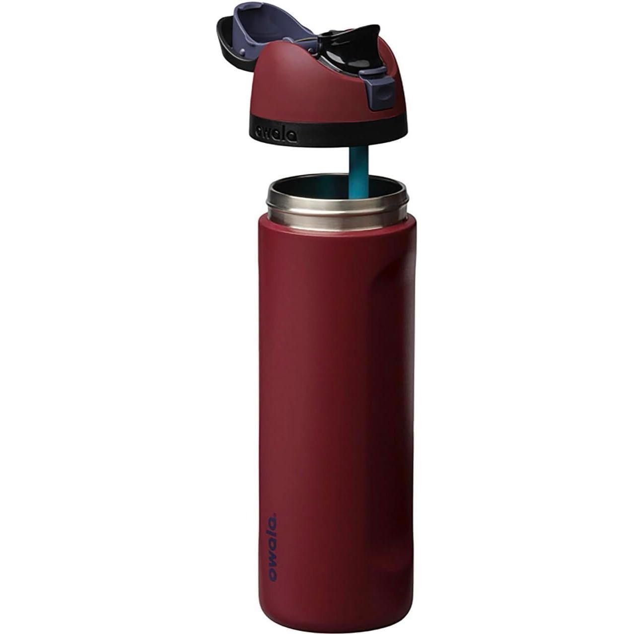 Owala Freesip Isolierte Edelstahl-Wasserflasche mit Strohhalm, Burgundy Bay, 710 ml
