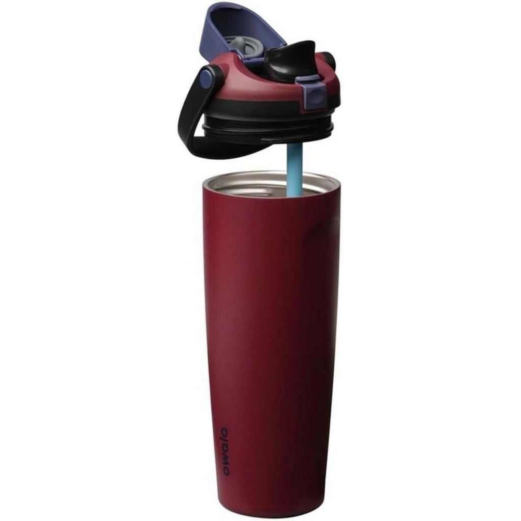 Owala FreeSip Sway Isolierter Edelstahlbecher mit Strohhalm, Burgundy Bay, 887 ml