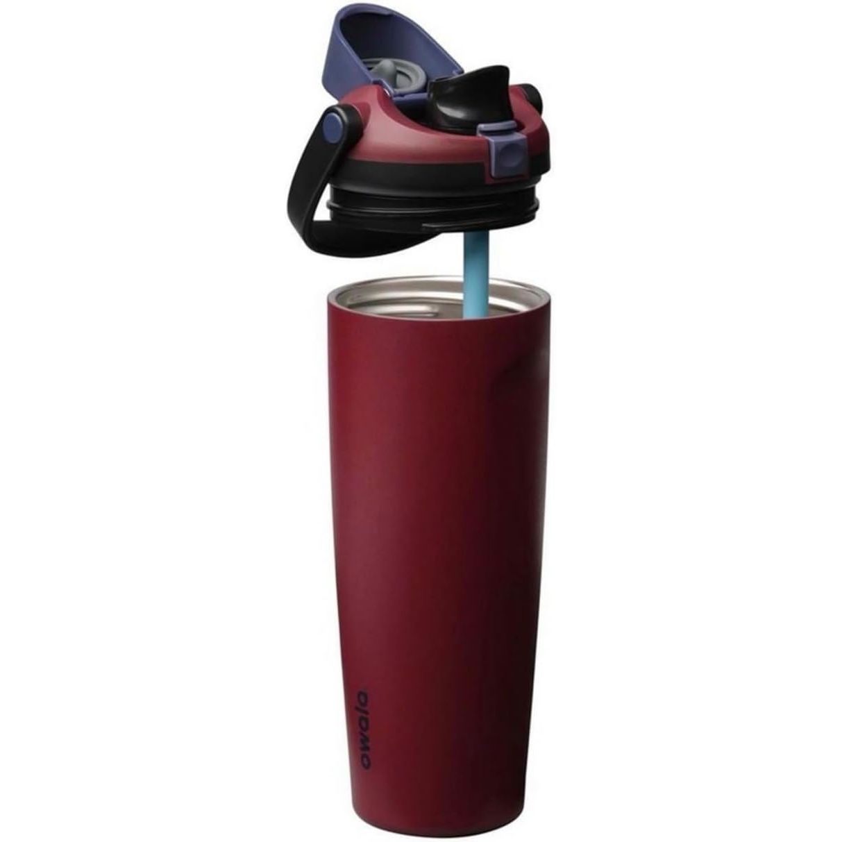 Owala FreeSip Sway Isolierter Edelstahlbecher mit Strohhalm, Burgundy Bay, 887 ml
