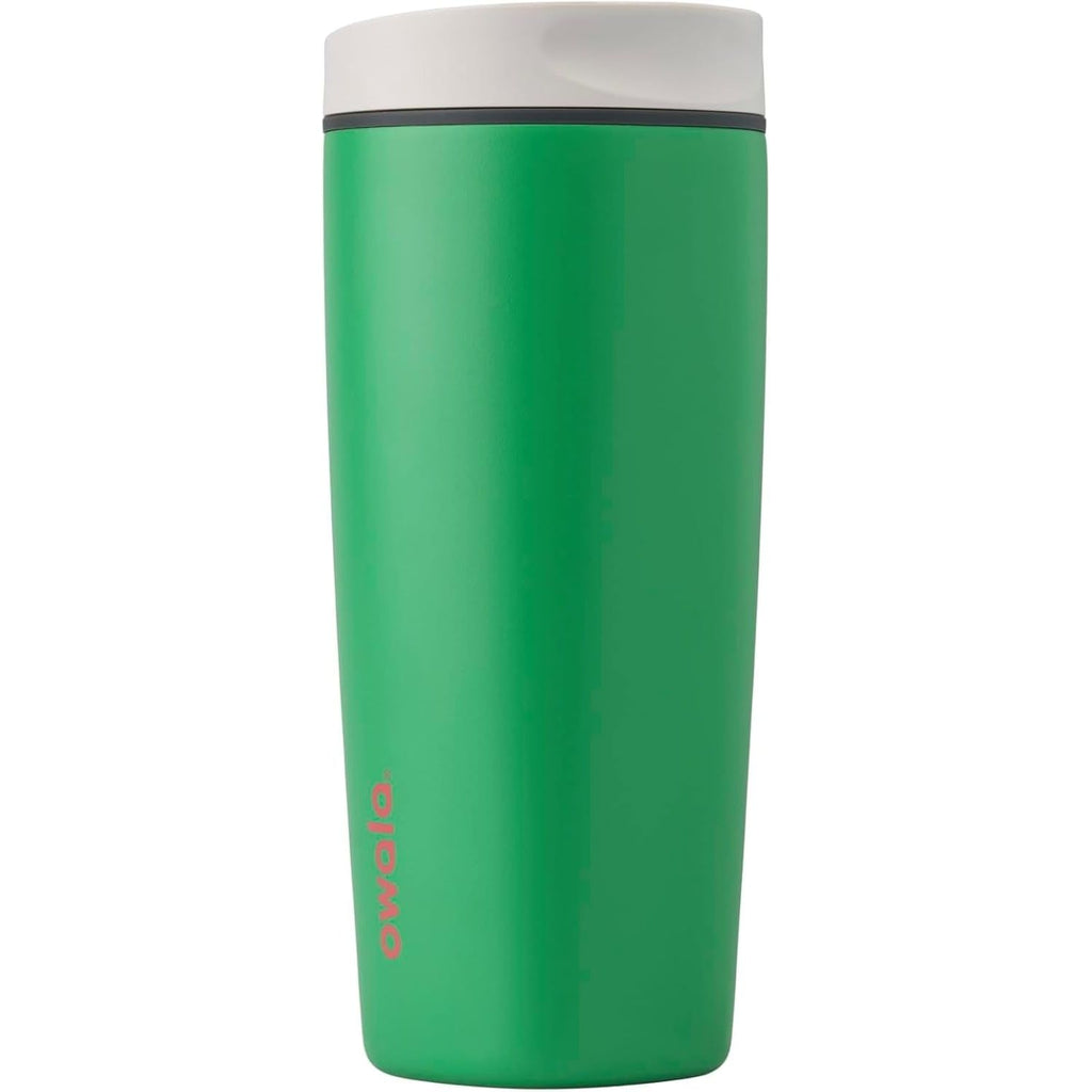 Owala SmoothSip Slider Isolierter Edelstahl-Kaffeebecher, wiederverwendbarer Eiskaffeebecher, Heißkaffee-Reisebecher, BPA-frei 590 ml, Lila/Pink (Crochet Queen)