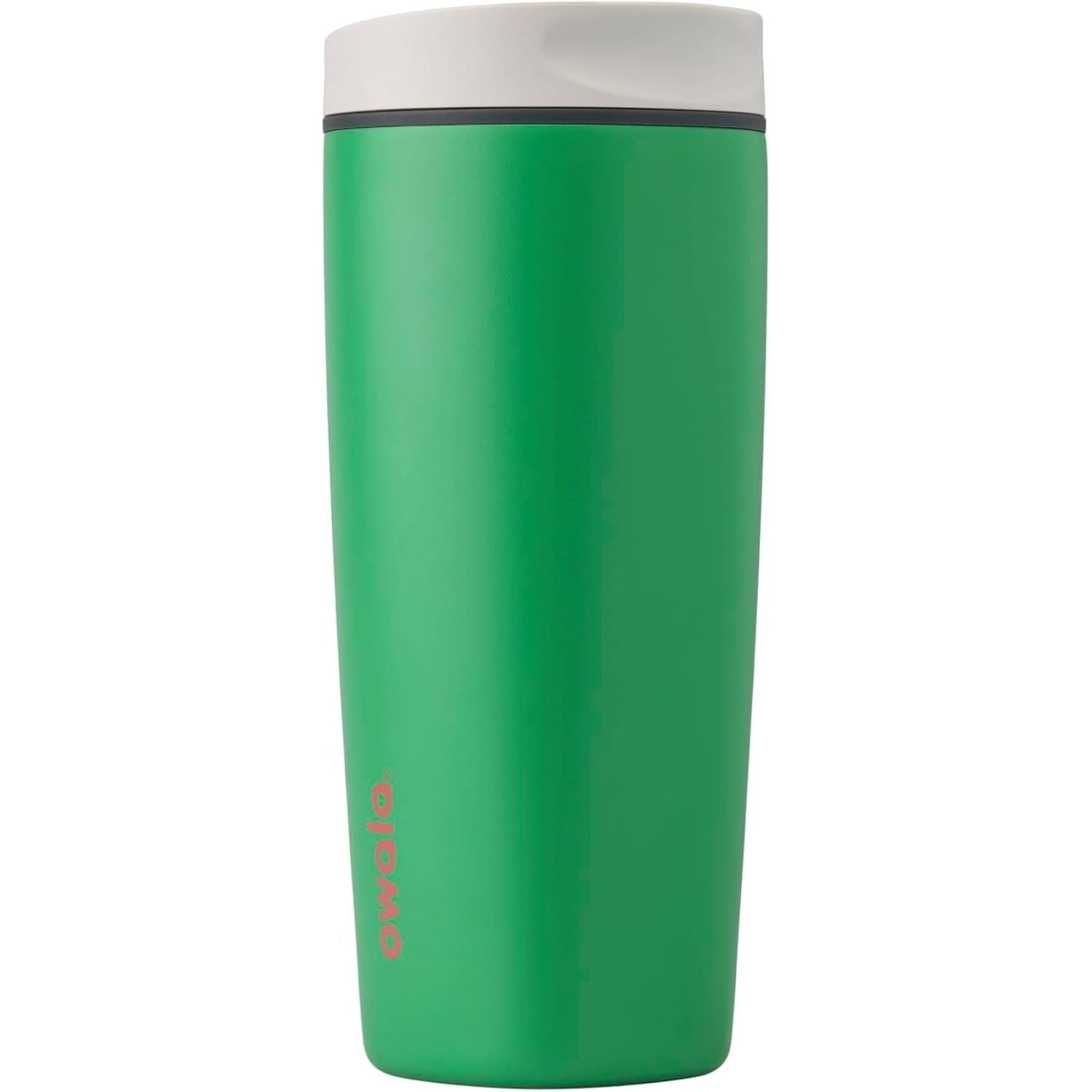 Owala SmoothSip Slider Isolierter Edelstahl-Kaffeebecher, wiederverwendbarer Eiskaffeebecher, Heißkaffee-Reisebecher, BPA-frei 590 ml, Lila/Pink (Crochet Queen)