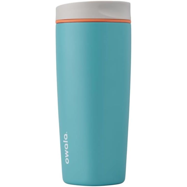 Owala SmoothSip Slider Isolierter Edelstahl-Kaffeebecher, wiederverwendbarer Eiskaffeebecher, Heißkaffee-Reisebecher, BPA-frei 590 ml, Lila/Pink (Crochet Queen)