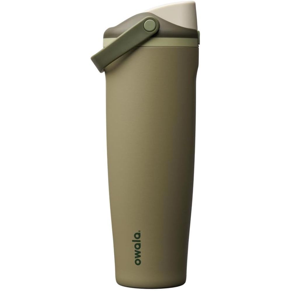 Owala FreeSip Sway Isolierte Edelstahl-Trinkflasche mit Zwei-Wege-Ausguss, integriertem Strohhalm und Eimergriff, für Reisen, Schule und Sport, 1,2 l, BPA-frei, auslaufsicher, Foggy Tide