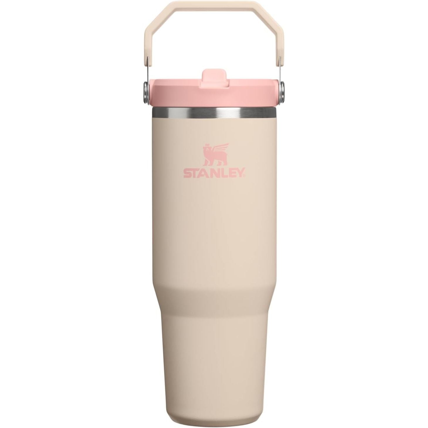 STANLEY IceFlow 2.0 Flip Straw Tumbler mit Griff 887 ml | Drehverschluss und Klappstrohhalm | Auslaufsichere Wasserflasche | Isolierter Edelstahl | BPA-frei | Rose Quarz 2.0
