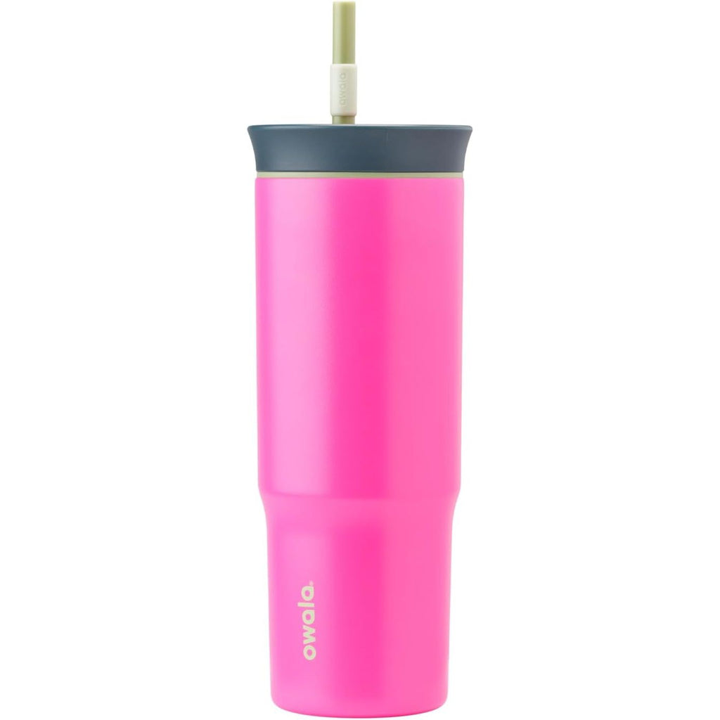 Owala FreeSip Tumbler Isolierte Edelstahl-Trinkflasche mit integriertem Strohhalm und seitlichem Griff, für Reisen, Arbeit, Schule und Sport, 40oz, BPA-frei, auslaufsicher, Angel Food Cake