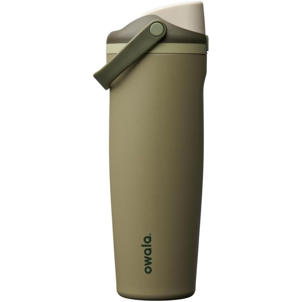 Owala FreeSip Sway Isolierte Edelstahl-Trinkflasche mit Zwei-Wege-Ausguss, integriertem Strohhalm und Eimergriff, für Reisen, Schule und Sport, 1,2 l, BPA-frei, auslaufsicher, Foggy Tide