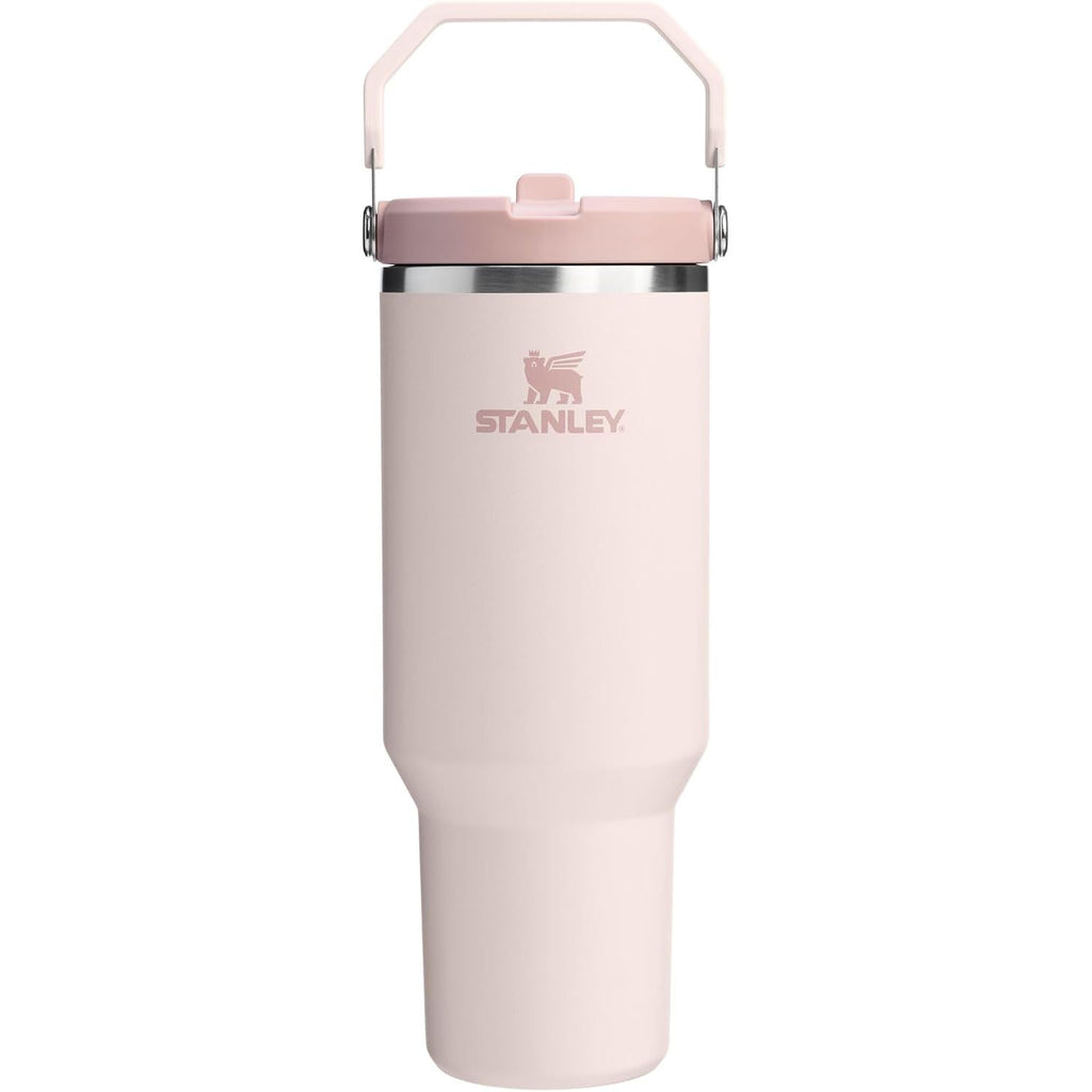 STANLEY IceFlow 2.0 Flip Straw Tumbler mit Griff 887 ml | Drehverschluss und Klappstrohhalm | Auslaufsichere Wasserflasche | Isolierter Edelstahl | BPA-frei | Rose Quarz 2.0