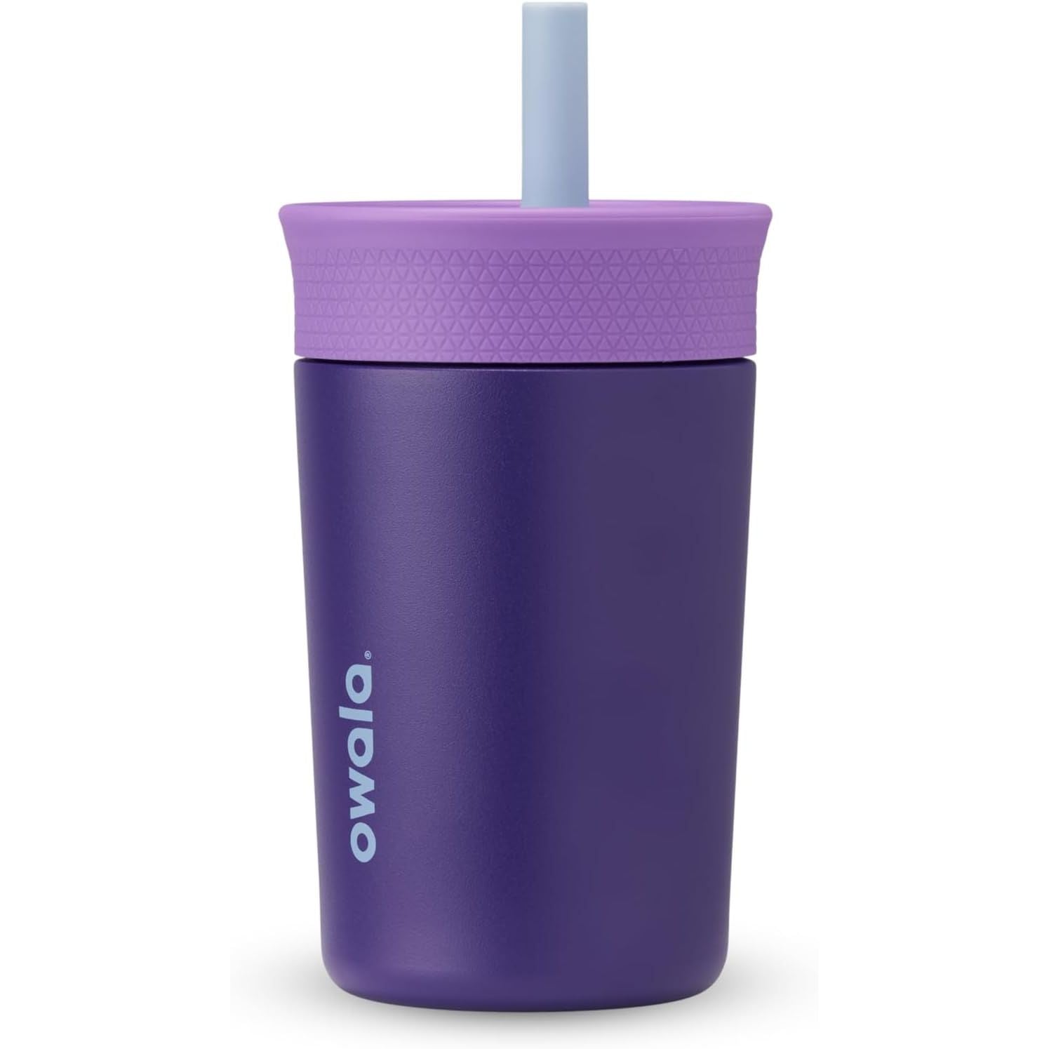 Owala Kids BPA-freier Kunststoffbecher mit auslaufsicherem, flexiblem Strohhalm, leicht zu reinigen, Kinder-Trinkflasche, ideal für Reisen, spülmaschinenfest, 444 ml, Marineblau und Blau (Home Base)