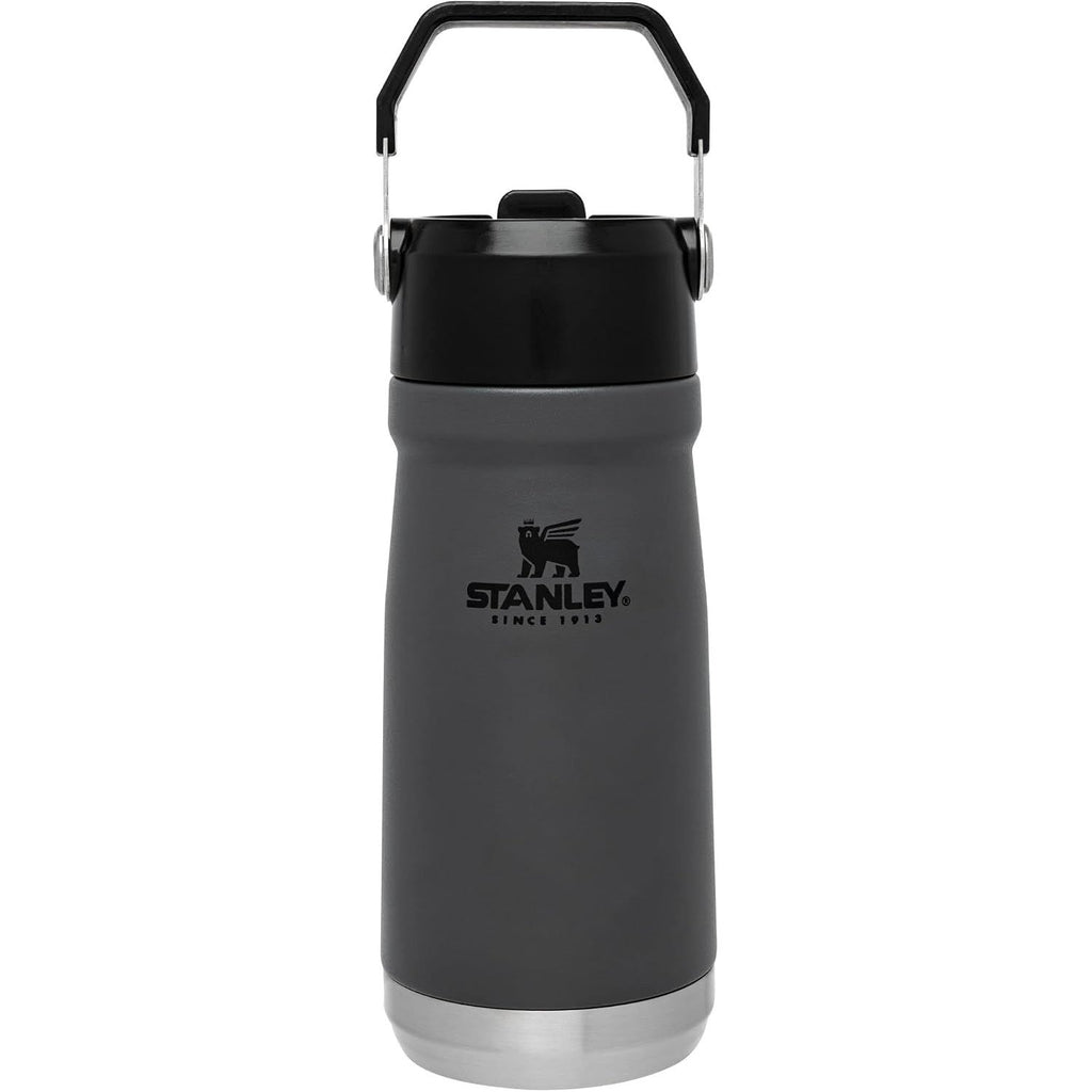 Stanley IceFlow Flip Straw Trinkflasche 17 oz | Integrierter Strohhalm für Reisen und Sport | Leicht und auslaufsicher | Isolierter Edelstahl | BPA-frei | Holzkohle