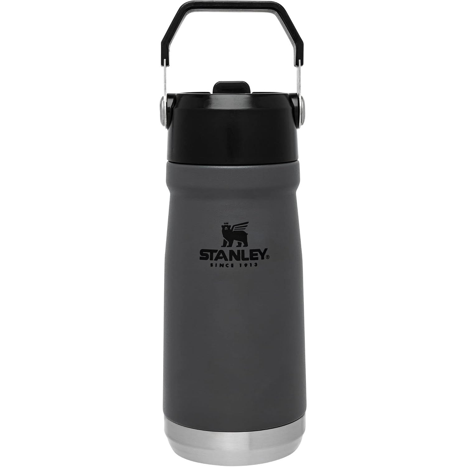 Stanley IceFlow Flip Straw Trinkflasche 17 oz | Integrierter Strohhalm für Reisen und Sport | Leicht und auslaufsicher | Isolierter Edelstahl | BPA-frei | Holzkohle