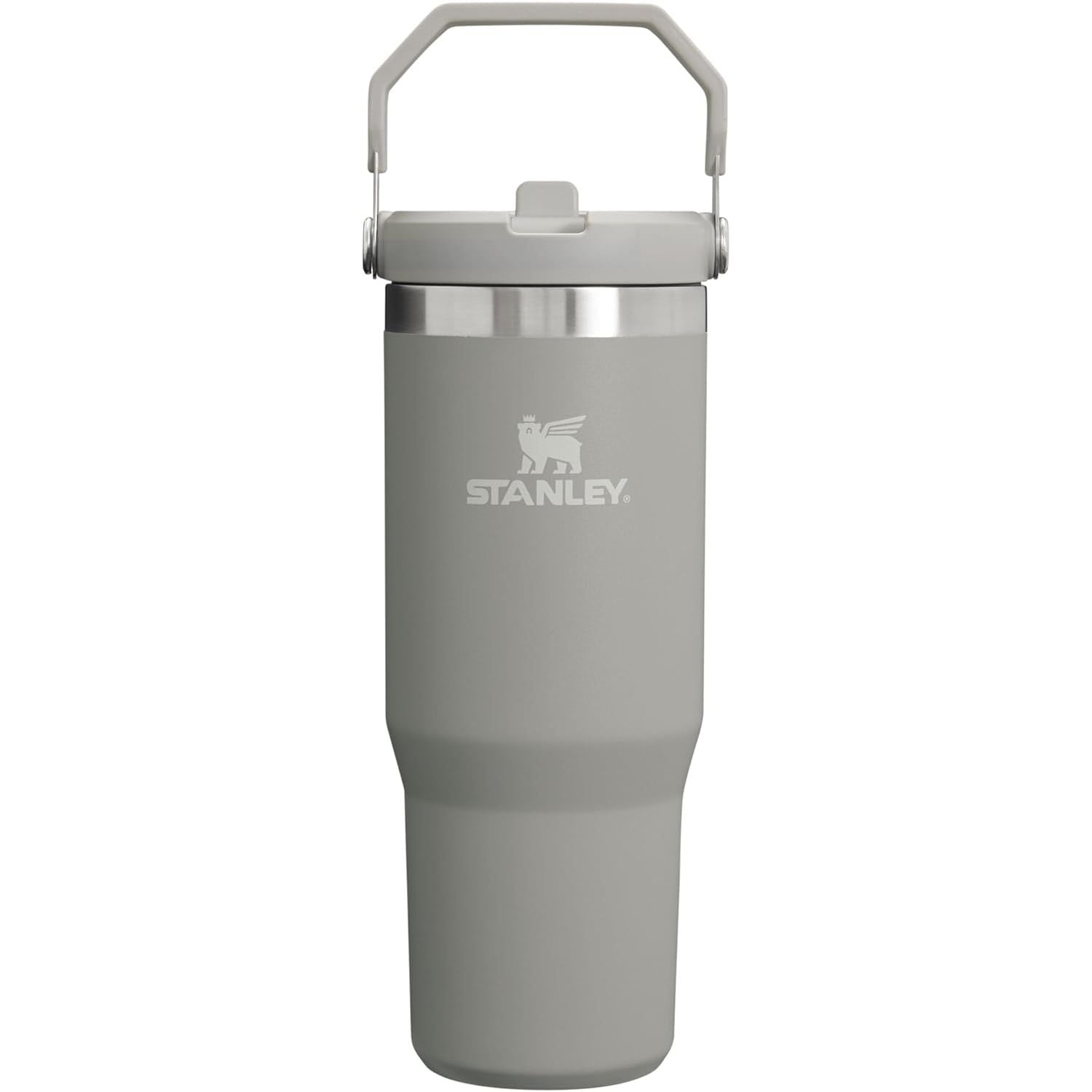 STANLEY IceFlow Edelstahlbecher – Vakuumisolierte Wasserflasche für Zuhause, Büro oder Auto, wiederverwendbarer Becher mit auslaufsicherem Strohhalm, hält 12 Stunden kalt oder 2 Tage eisgekühlt, Ash, 0,89 l
