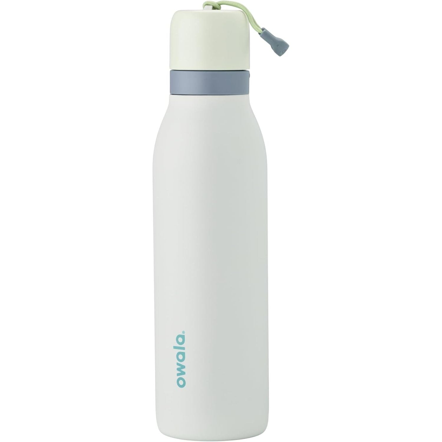 Owala FreeSip Twist Isolierte Edelstahl-Trinkflasche mit Strohhalm für Sport und Reisen, BPA-frei, 710 ml, Blau/Grau (Foggy Tide)
