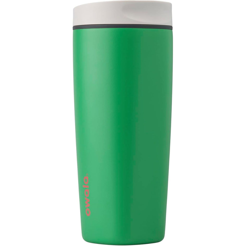 Owala SmoothSip Slider Isolierter Edelstahl-Kaffeebecher, wiederverwendbarer Eiskaffeebecher, Heißkaffee-Reisebecher, BPA-frei 590 ml, Lila/Pink (Crochet Queen)