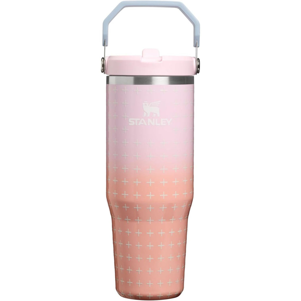 STANLEY IceFlow 2.0 Flip Straw Tumbler mit Griff 887 ml | Drehverschluss und Klappstrohhalm | Auslaufsichere Wasserflasche | Isolierter Edelstahl | BPA-frei | Rose Quarz 2.0