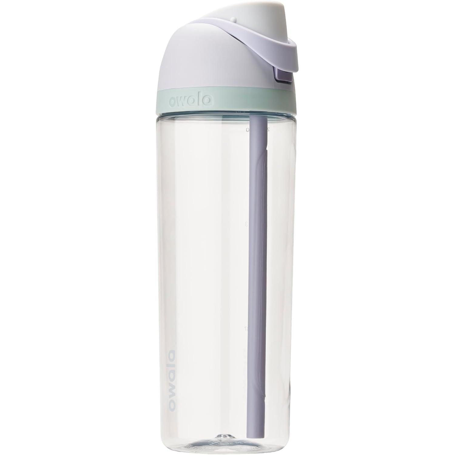 Owala FreeSip Clear Tritan Kunststoff-Trinkflasche mit Strohhalm, BPA-freie Sport-Wasserflasche, ideal für Reisen, 740 ml, Rosenquarz