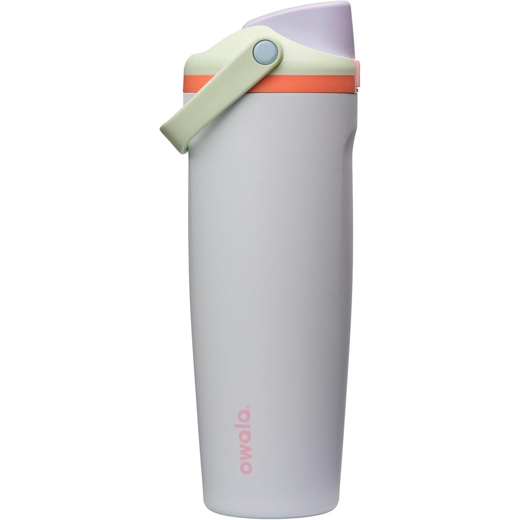 Owala FreeSip Sway Isolierte Edelstahl-Trinkflasche mit Zwei-Wege-Ausguss, integriertem Strohhalm und Eimergriff, für Reisen, Schule und Sport, 1,2 l, BPA-frei, auslaufsicher, Foggy Tide