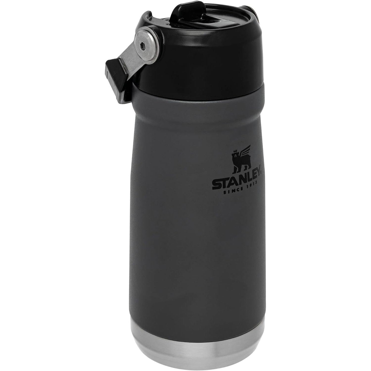Stanley IceFlow Flip Straw Trinkflasche 17 oz | Integrierter Strohhalm für Reisen und Sport | Leicht und auslaufsicher | Isolierter Edelstahl | BPA-frei | Holzkohle