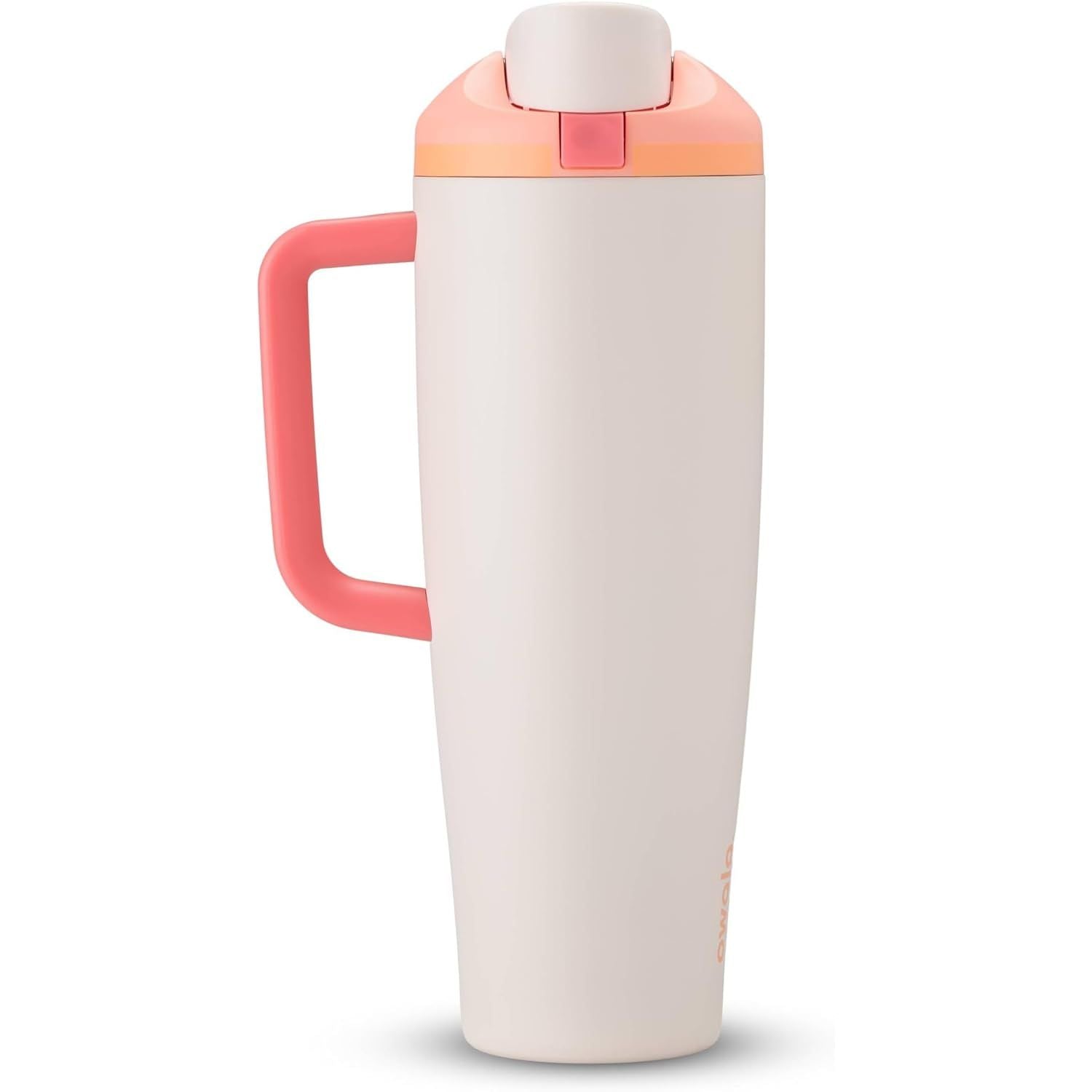 Owala FreeSip Tumbler Isolierte Edelstahl-Trinkflasche mit integriertem Strohhalm und seitlichem Griff, für Reisen, Arbeit, Schule und Sport, 40oz, BPA-frei, auslaufsicher, Angel Food Cake