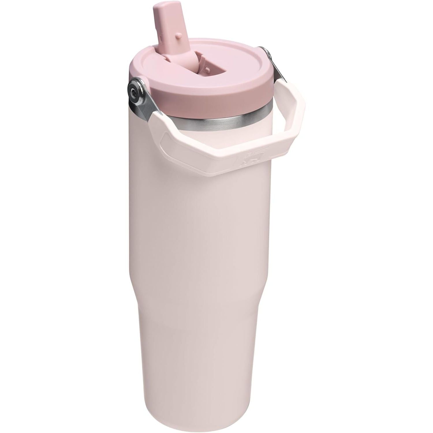 STANLEY IceFlow 2.0 Flip Straw Tumbler mit Griff 887 ml | Drehverschluss und Klappstrohhalm | Auslaufsichere Wasserflasche | Isolierter Edelstahl | BPA-frei | Rose Quarz 2.0