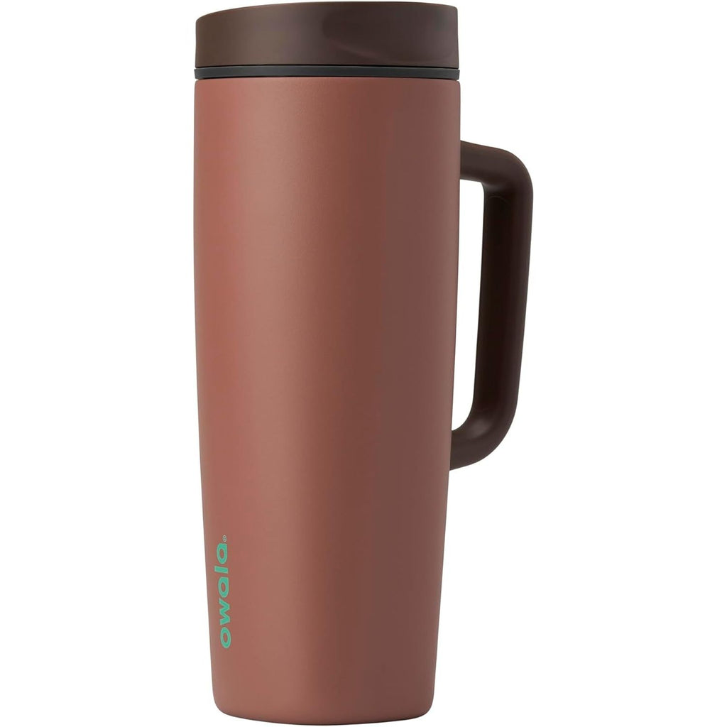 Owala SmoothSip Slider Isolierter Edelstahl-Kaffeebecher, wiederverwendbarer Eiskaffeebecher, Heißkaffee-Reisebecher, BPA-frei 590 ml, Lila/Pink (Crochet Queen)