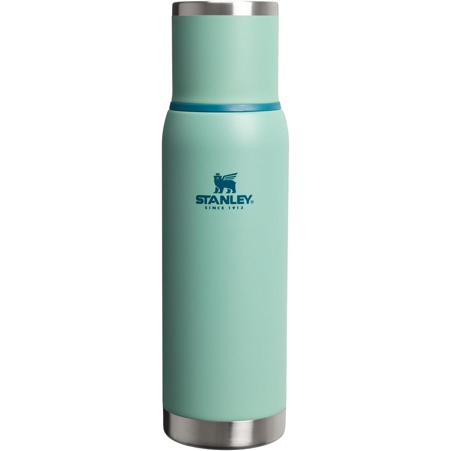 Stanley Adventure-To-Go Vakuumflasche 1,1 l | Weithals mit auslaufsicherem Tassendeckel | Hält Getränke heiß oder kalt | Kompakt für Reisen | Isolierte Edelstahl-Thermflasche | BPA-frei | Spring Green