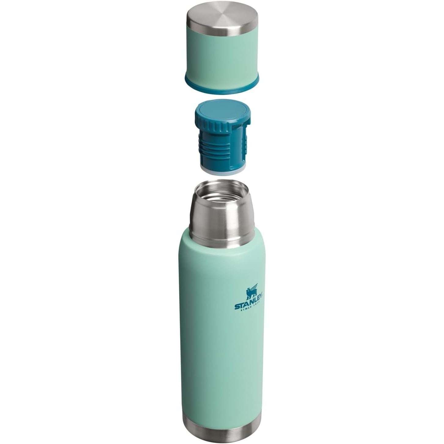 Stanley Adventure-To-Go Vakuumflasche 1,1 l | Weithals mit auslaufsicherem Tassendeckel | Hält Getränke heiß oder kalt | Kompakt für Reisen | Isolierte Edelstahl-Thermflasche | BPA-frei | Spring Green