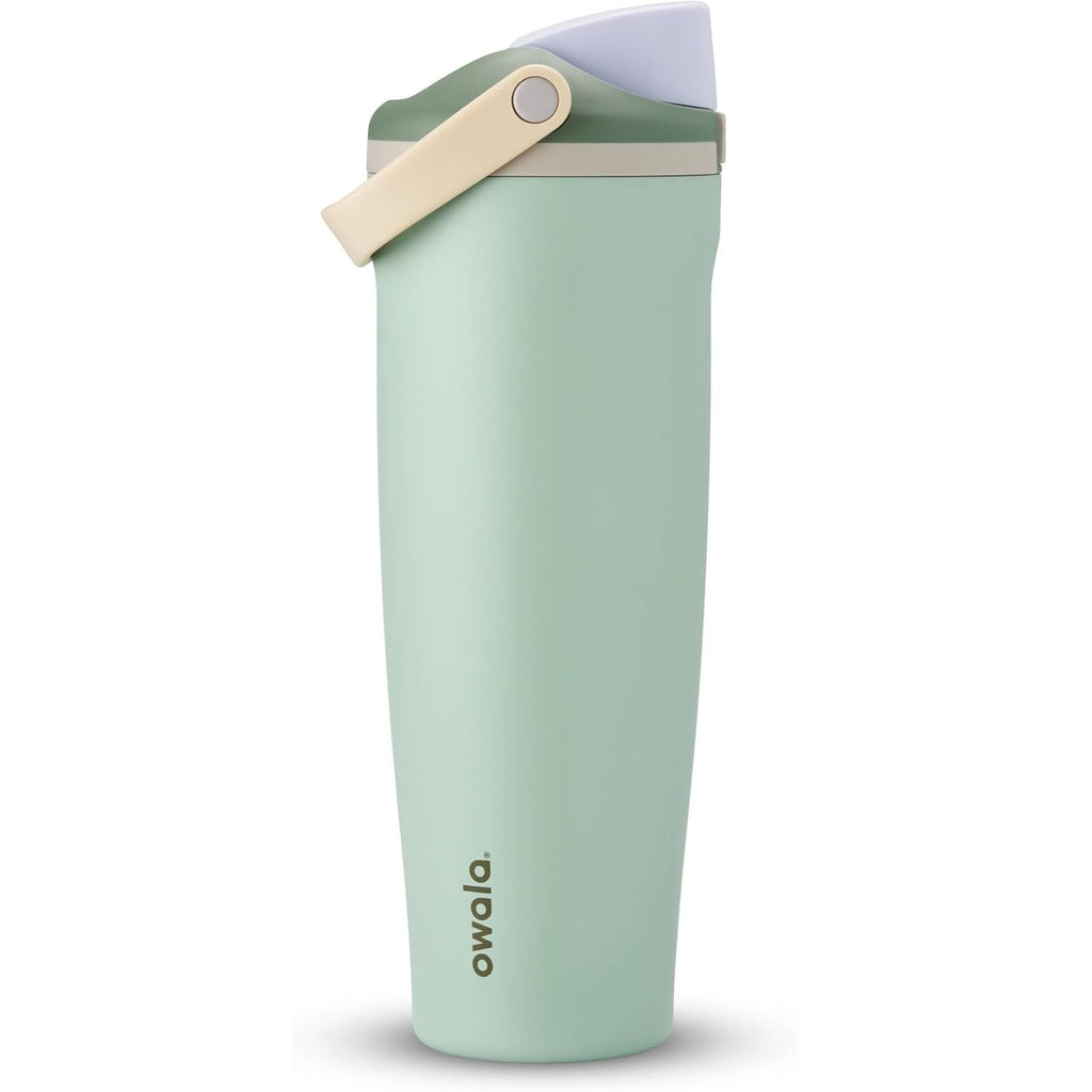 Owala FreeSip Sway Isolierte Edelstahl-Trinkflasche mit Zwei-Wege-Ausguss, integriertem Strohhalm und Eimergriff, für Reisen, Schule und Sport, 1,2 l, BPA-frei, auslaufsicher, Foggy Tide