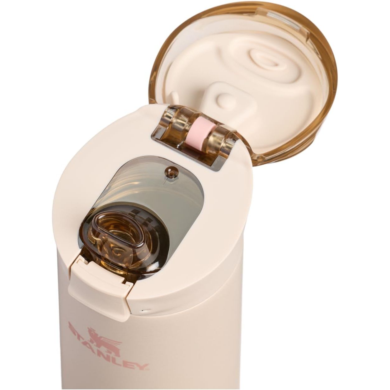 STANLEY Flowstate™ Spring Bottle | Auslaufsichere Trinkflasche mit Tragegriff & aufklappbarem Verschluss | Isolierter Edelstahl | Passt in die meisten Getränkehalter | BPA-frei | 590 ml | Champagner