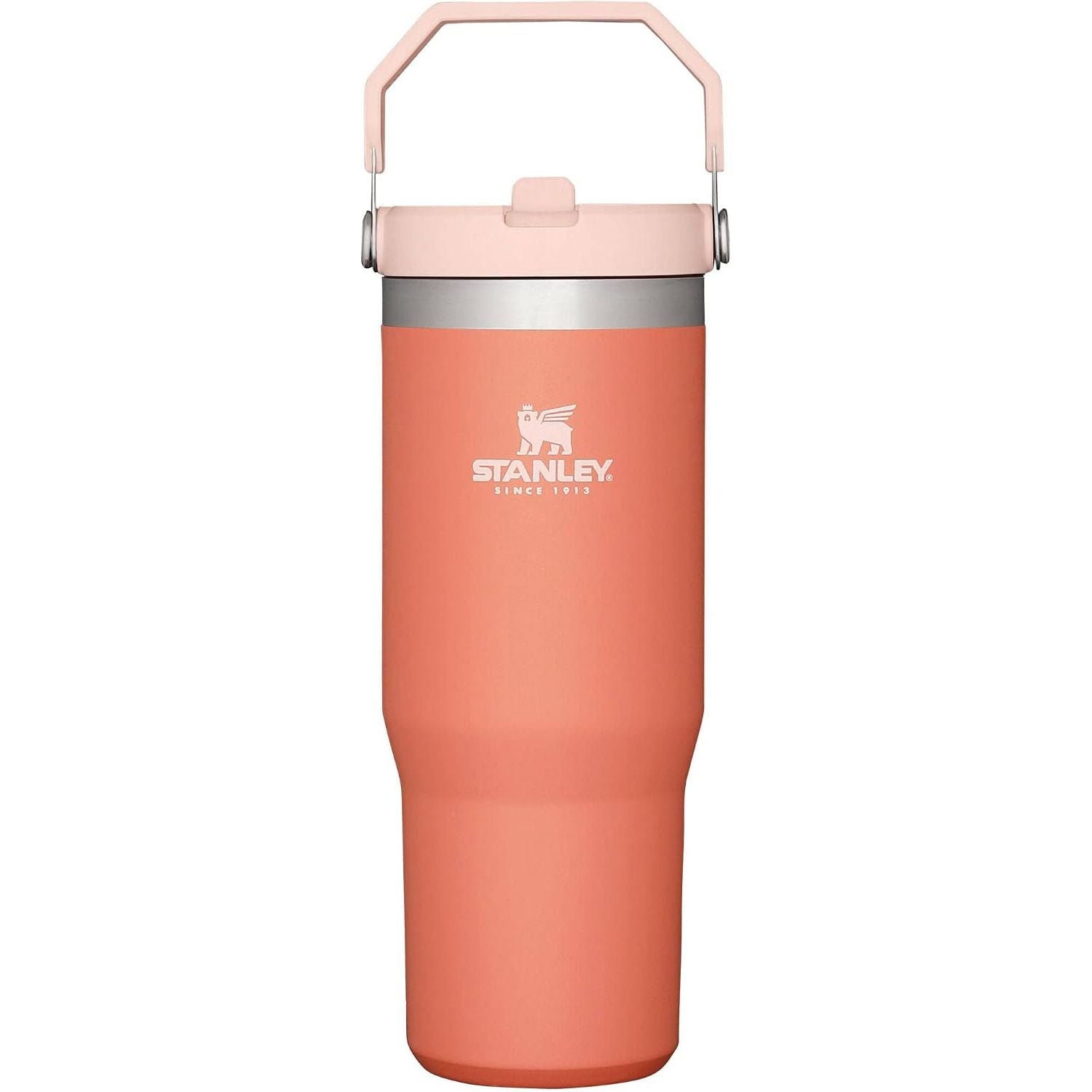 STANLEY IceFlow 2.0 Flip Straw Tumbler mit Griff 887 ml | Drehverschluss und Klappstrohhalm | Auslaufsichere Wasserflasche | Isolierter Edelstahl | BPA-frei | Rose Quarz 2.0