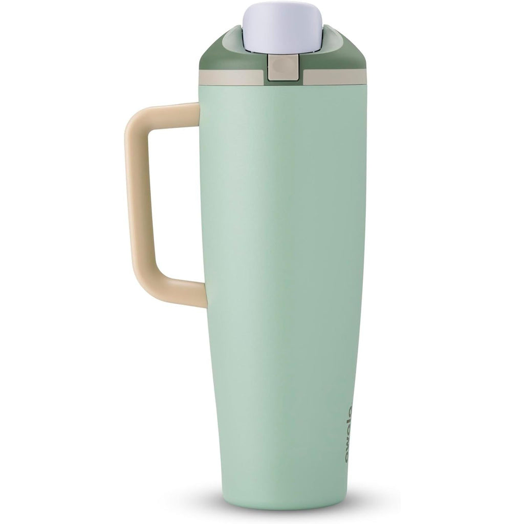 Owala FreeSip Tumbler Isolierte Edelstahl-Trinkflasche mit integriertem Strohhalm und seitlichem Griff, für Reisen, Arbeit, Schule und Sport, 40oz, BPA-frei, auslaufsicher, Angel Food Cake