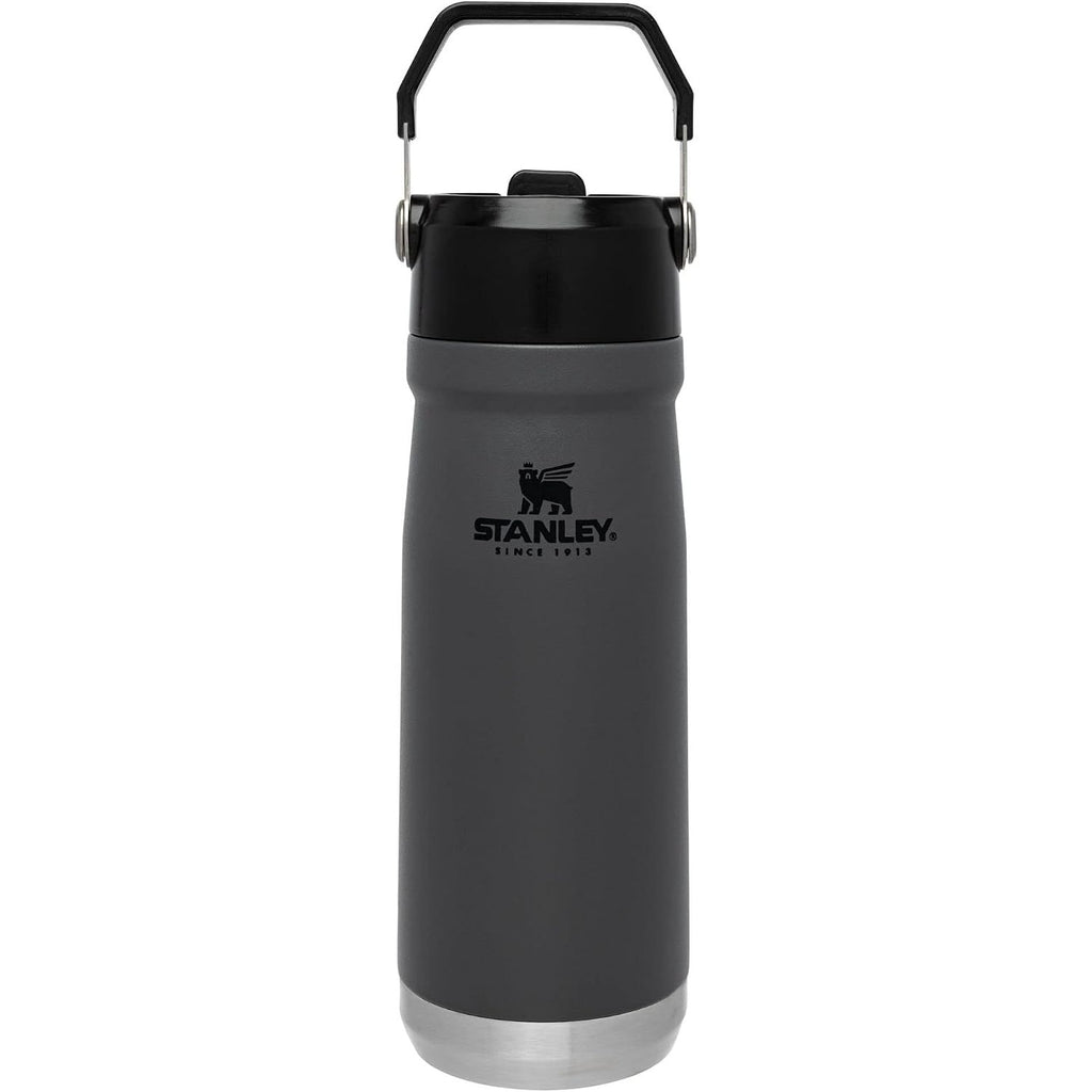 Stanley IceFlow Flip Straw Trinkflasche 17 oz | Integrierter Strohhalm für Reisen und Sport | Leicht und auslaufsicher | Isolierter Edelstahl | BPA-frei | Holzkohle
