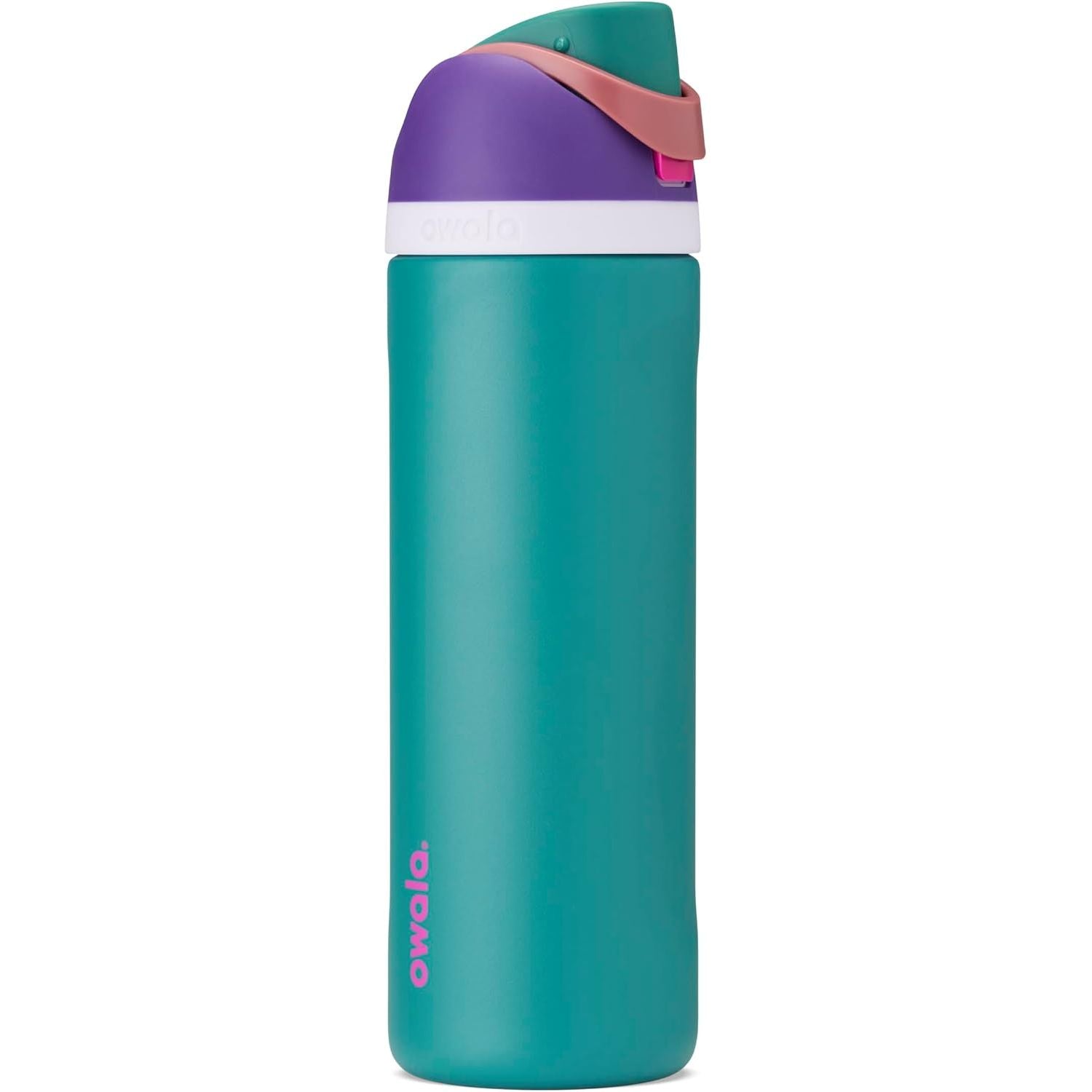 Owala FreeSip Isolierte Edelstahl-Wasserflasche mit Strohhalm, BPA-freie Sportwasserflasche, ideal für Reisen, 950 ml, Peachy Keen