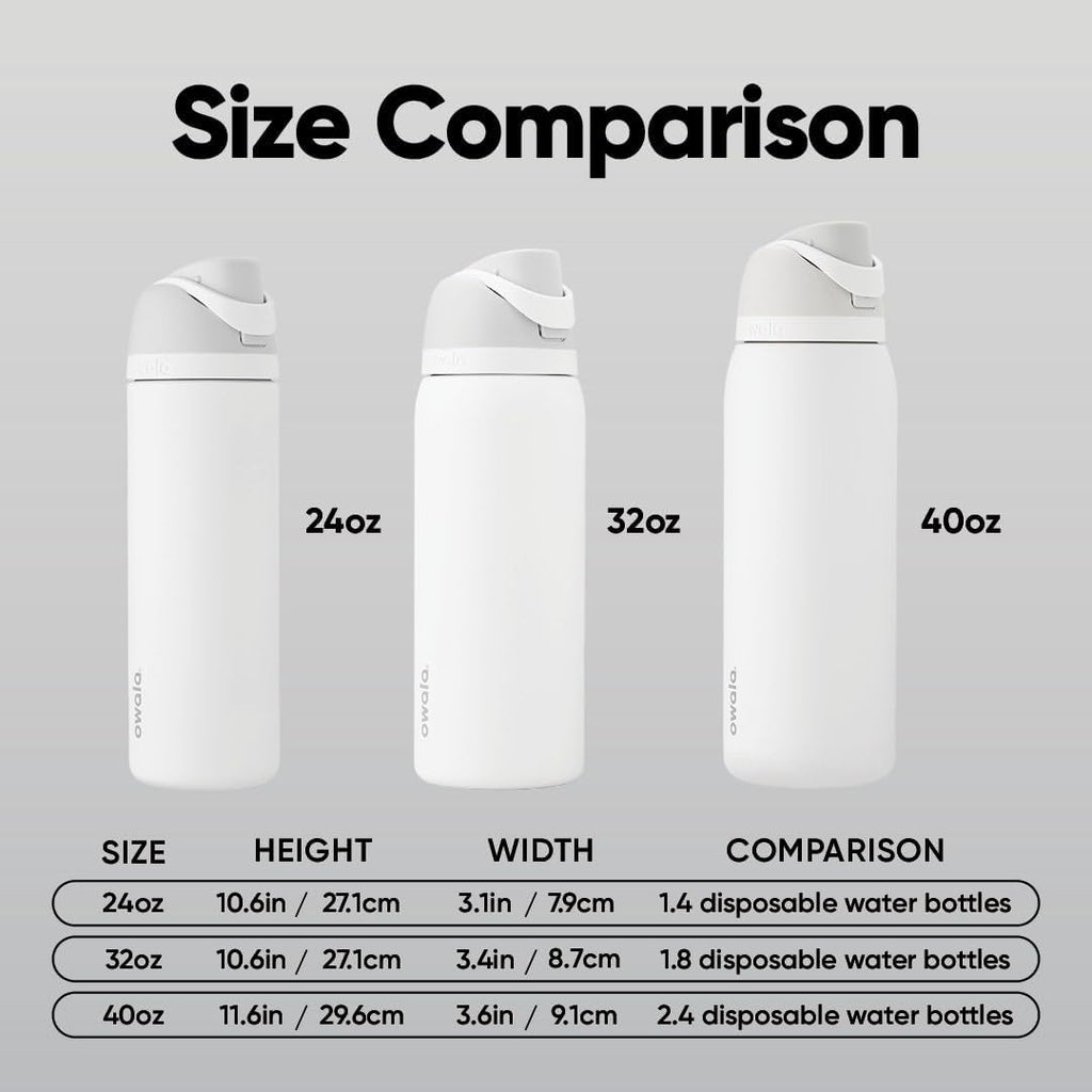 Owala FreeSip Isolierte Edelstahl-Wasserflasche mit Strohhalm, BPA-freie Sportwasserflasche, ideal für Reisen, 950 ml, Peachy Keen