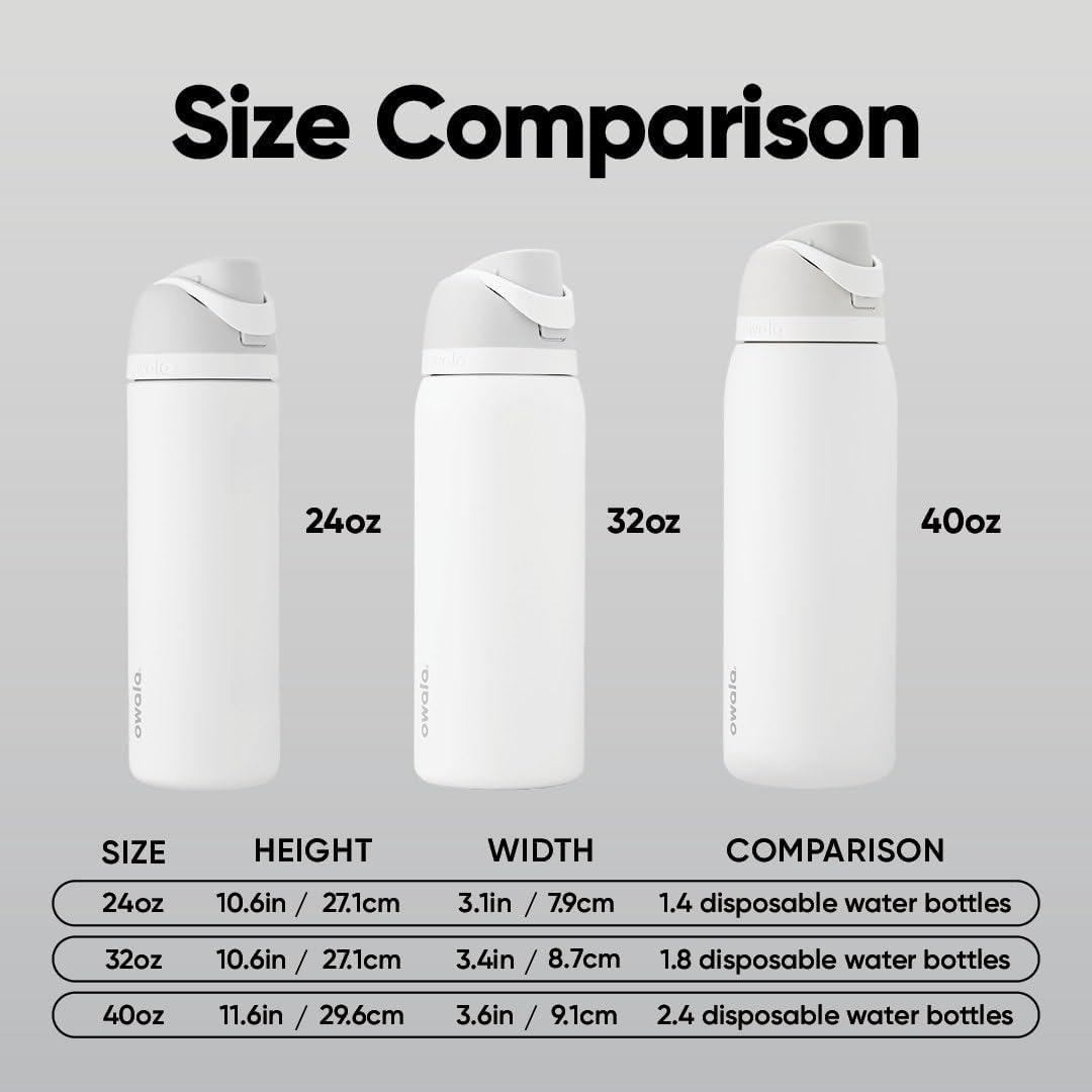 Owala FreeSip Isolierte Edelstahl-Wasserflasche mit Strohhalm, BPA-freie Sportwasserflasche, ideal für Reisen, 950 ml, Peachy Keen