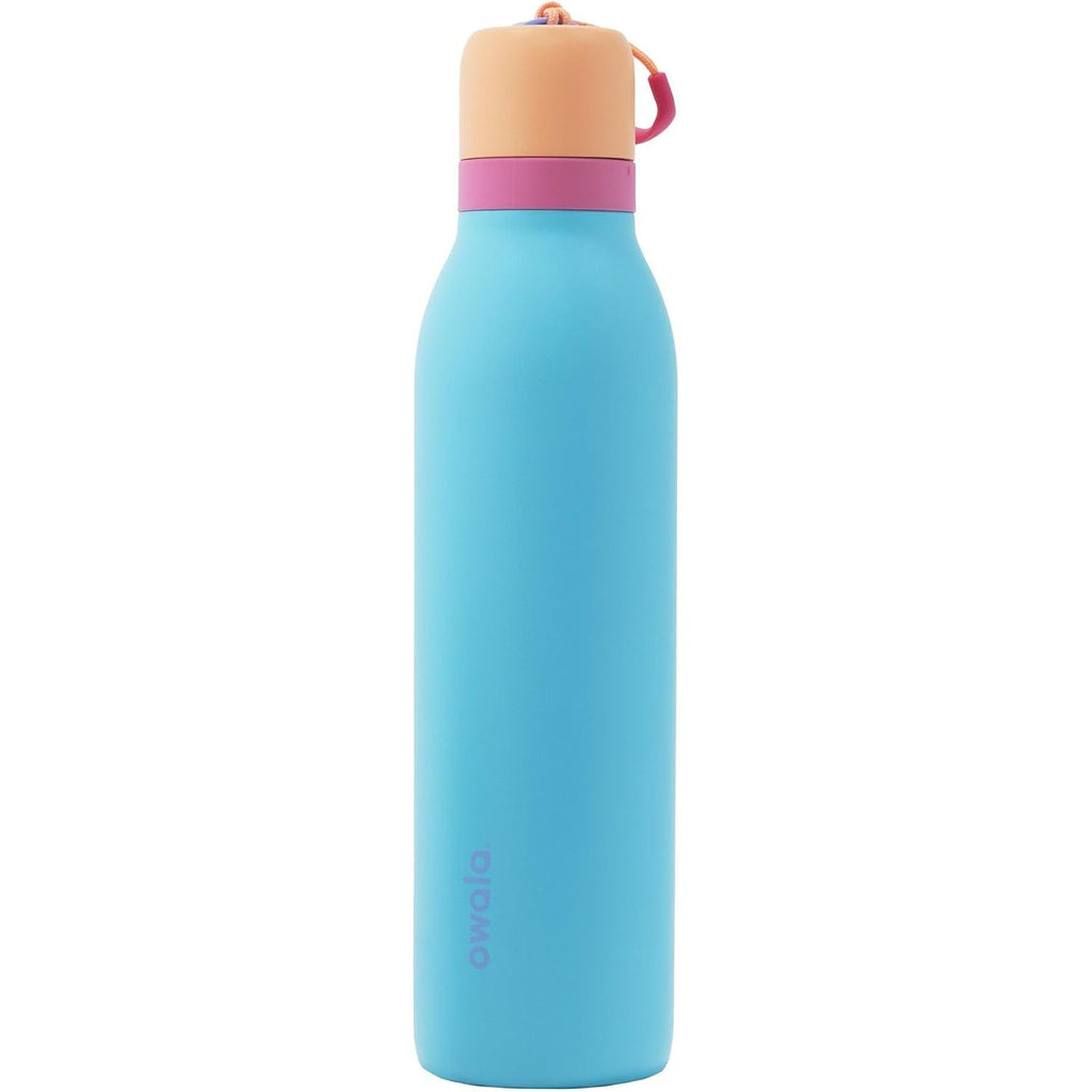 Owala FreeSip Twist Isolierte Edelstahl-Trinkflasche mit Strohhalm für Sport und Reisen, BPA-frei, 710 ml, Blau/Grau (Foggy Tide)