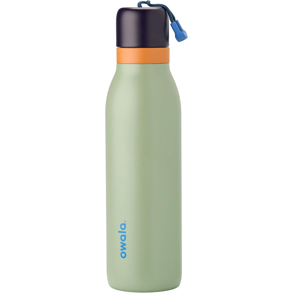 Owala FreeSip Twist Isolierte Edelstahl-Trinkflasche mit Strohhalm für Sport und Reisen, BPA-frei, 710 ml, Blau/Grau (Foggy Tide)
