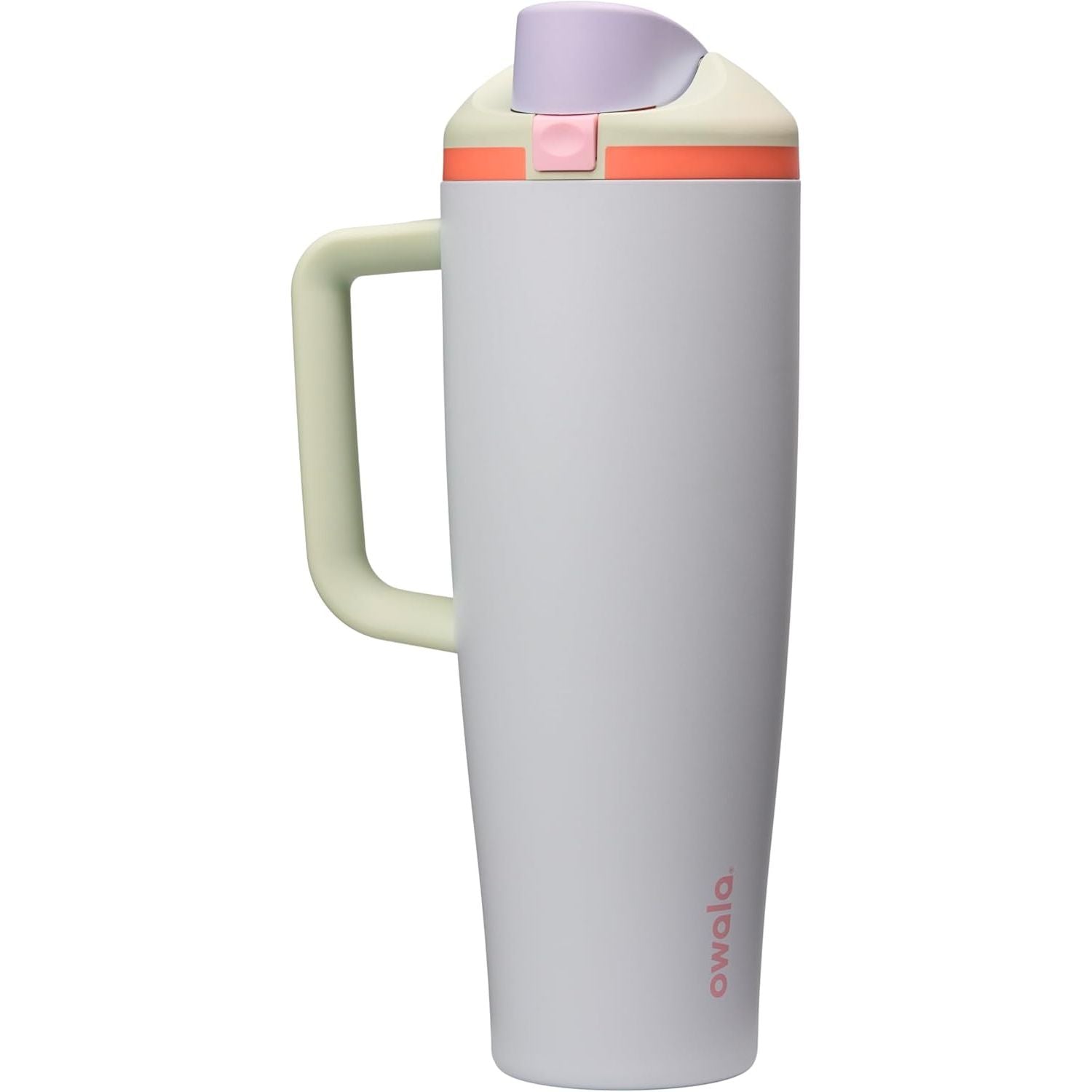 Owala FreeSip Tumbler Isolierte Edelstahl-Trinkflasche mit integriertem Strohhalm und seitlichem Griff, für Reisen, Arbeit, Schule und Sport, 40oz, BPA-frei, auslaufsicher, Angel Food Cake