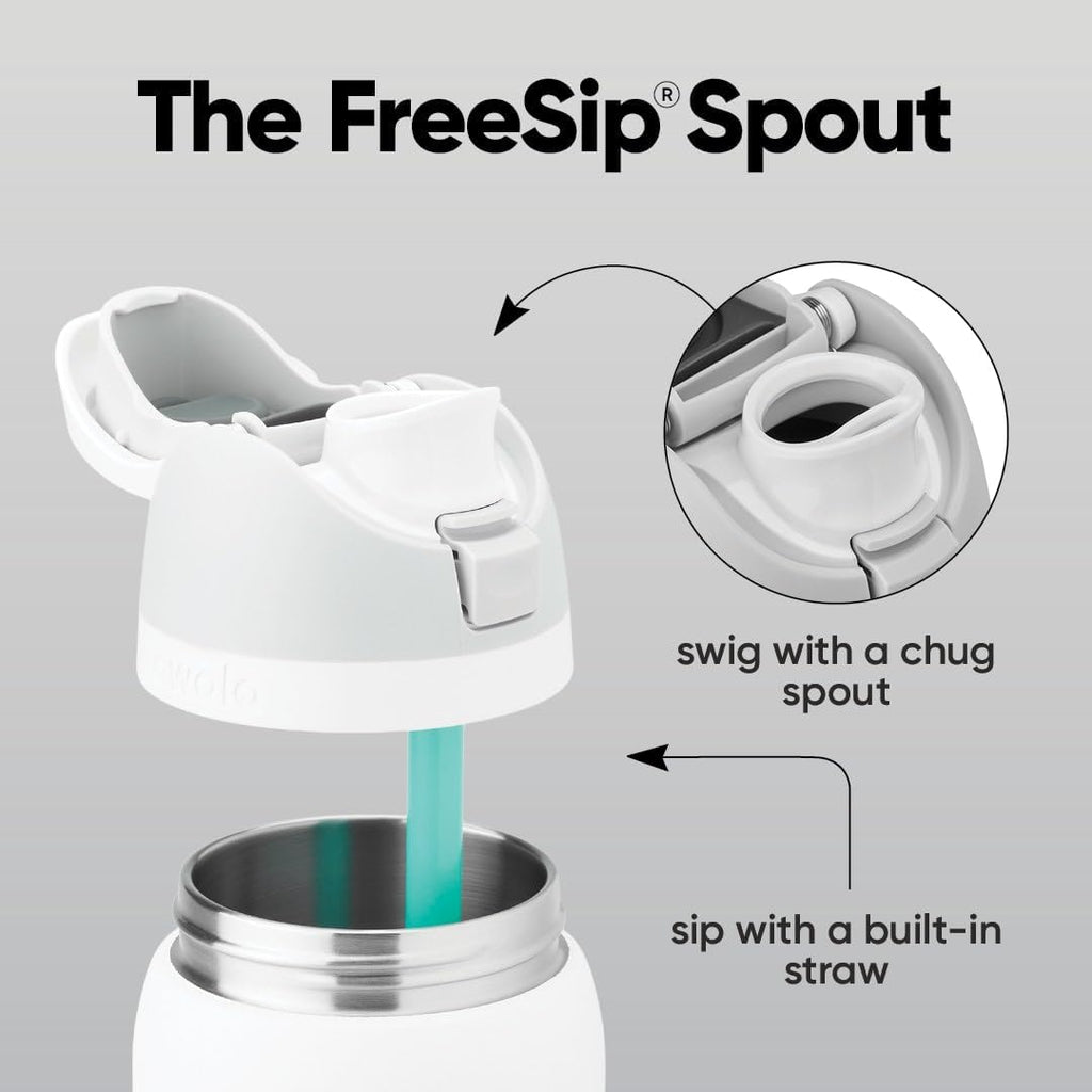 Owala FreeSip Isolierte Edelstahl-Wasserflasche mit Strohhalm, BPA-freie Sportwasserflasche, ideal für Reisen, 950 ml, Peachy Keen