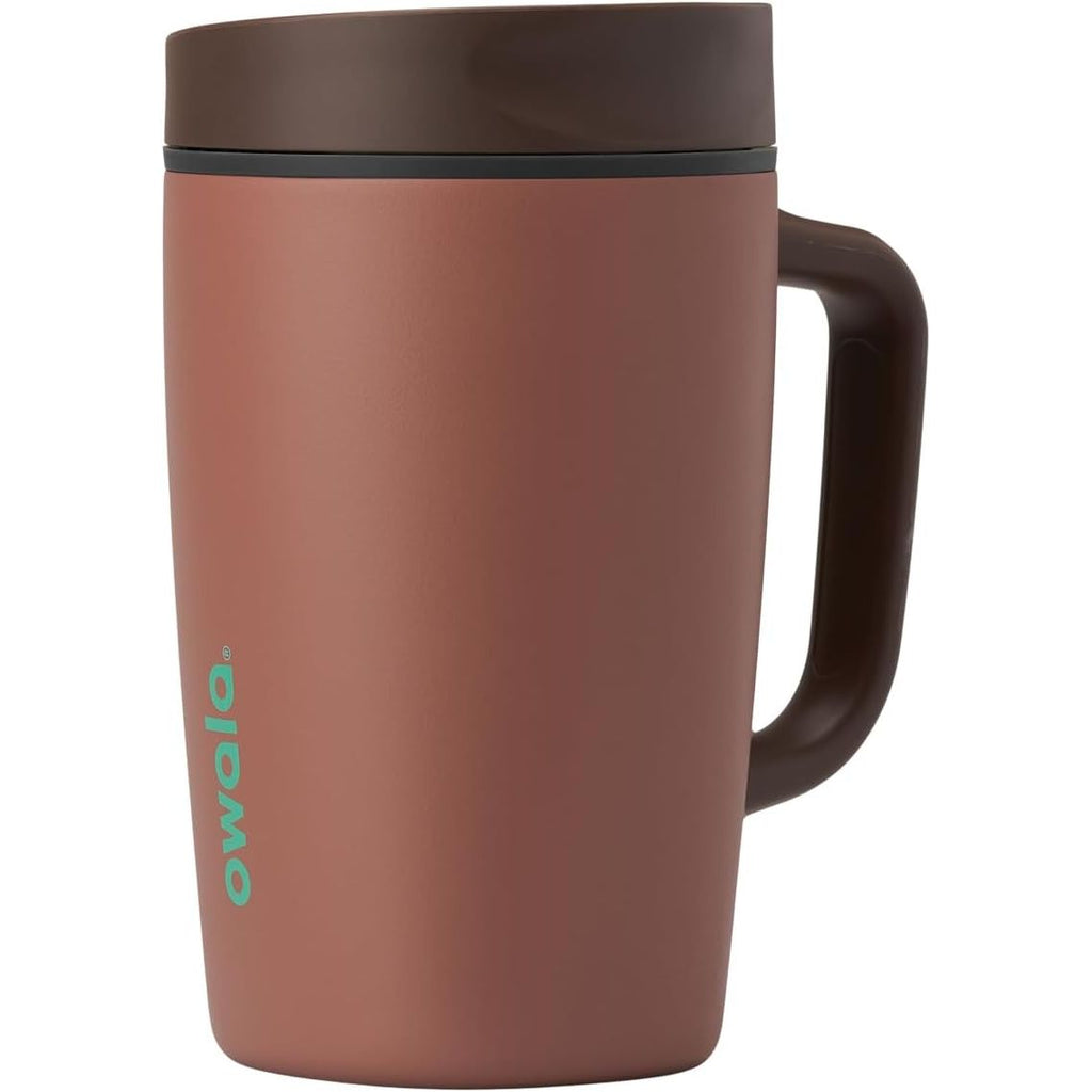 Owala SmoothSip Slider Isolierter Edelstahl-Kaffeebecher, wiederverwendbarer Eiskaffeebecher, Heißkaffee-Reisebecher, BPA-frei 590 ml, Lila/Pink (Crochet Queen)