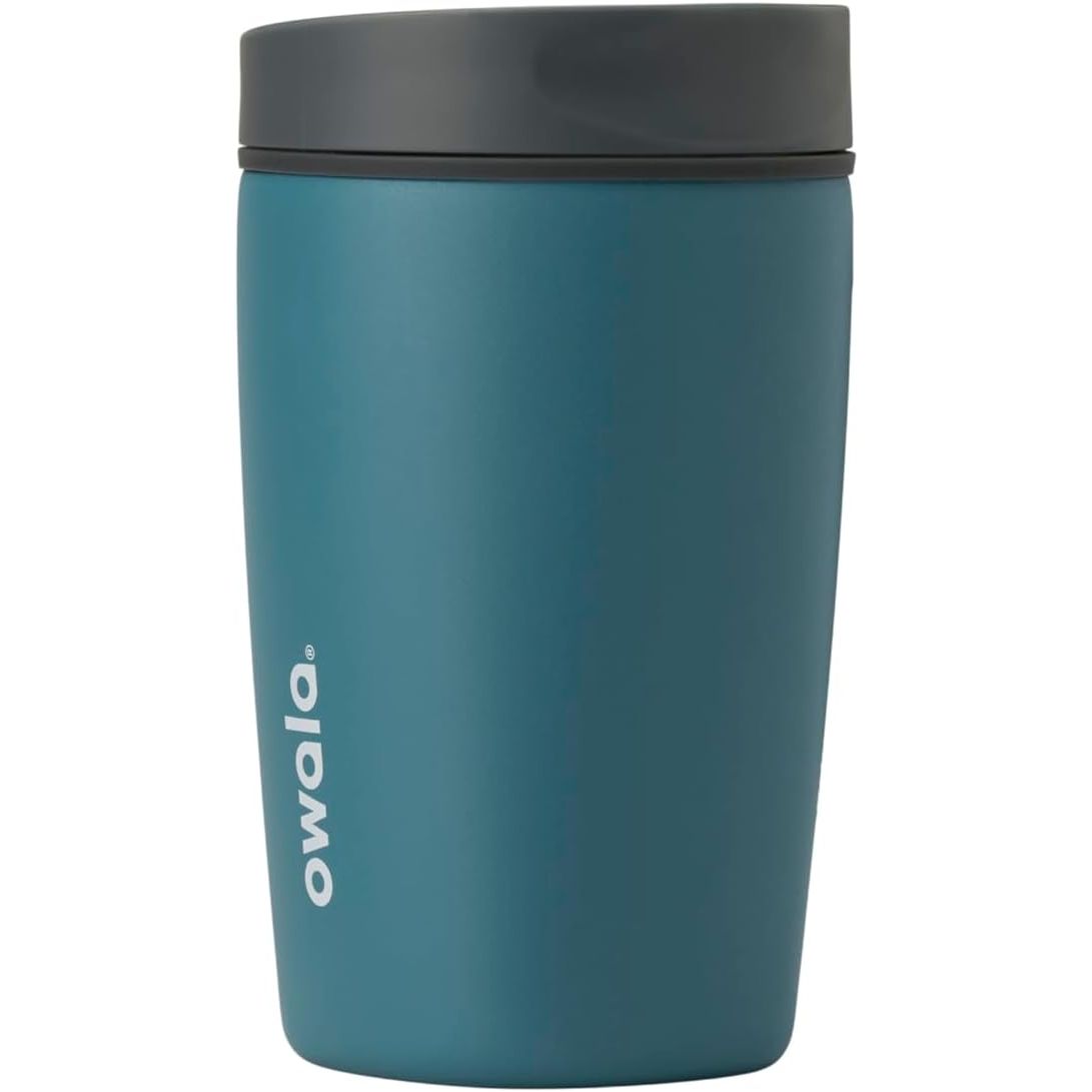 Owala SmoothSip Slider Isolierter Edelstahl-Kaffeebecher, wiederverwendbarer Eiskaffeebecher, Heißkaffee-Reisebecher, BPA-frei 590 ml, Lila/Pink (Crochet Queen)