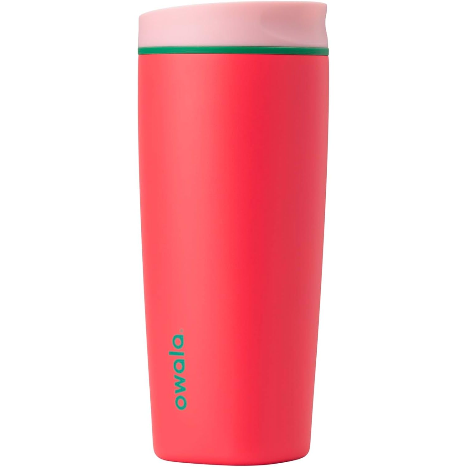 Owala SmoothSip Slider Isolierter Edelstahl-Kaffeebecher, wiederverwendbarer Eiskaffeebecher, Heißkaffee-Reisebecher, BPA-frei 590 ml, Lila/Pink (Crochet Queen)