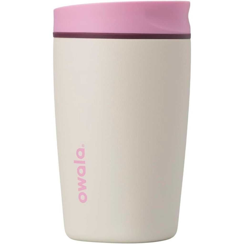 Owala SmoothSip Slider Isolierter Edelstahl-Kaffeebecher, wiederverwendbarer Eiskaffeebecher, Heißkaffee-Reisebecher, BPA-frei 590 ml, Lila/Pink (Crochet Queen)